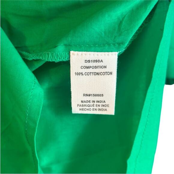 Maisie Kelly Green Cotton Puff Sleeve Babydoll Dress Size M NWT - Picture 4 of 5